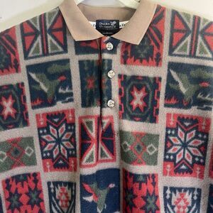 VTG Ducks Unlimited Southwestern Aztec Fleece Pullover Sweater Gorpcore Large